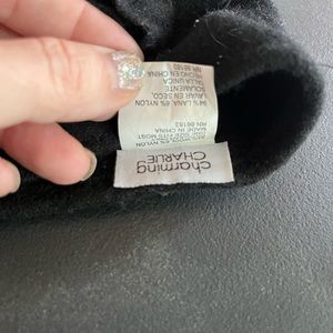 Charming Charlie OS Black Beanie with Rosette
